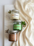 Close-up of the minimalist aesthetic label on Melange Aroma's Camphor candle from the Freshness Bundle collection