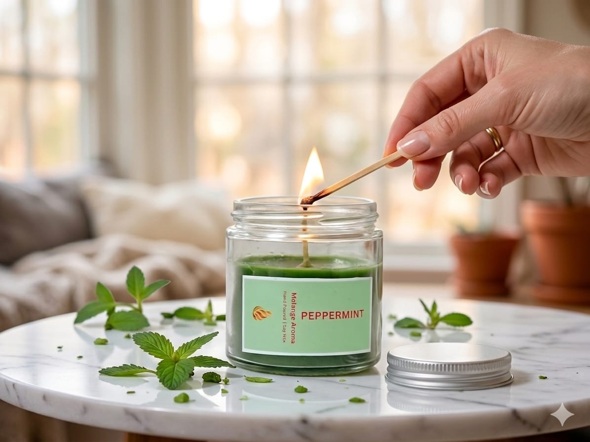 Peppermint Premium Soy Wax Fragrance Candle | Melange Aroma