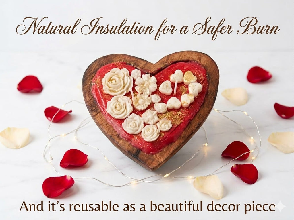 Wrapped in Red-Wooden Heart shaped candle