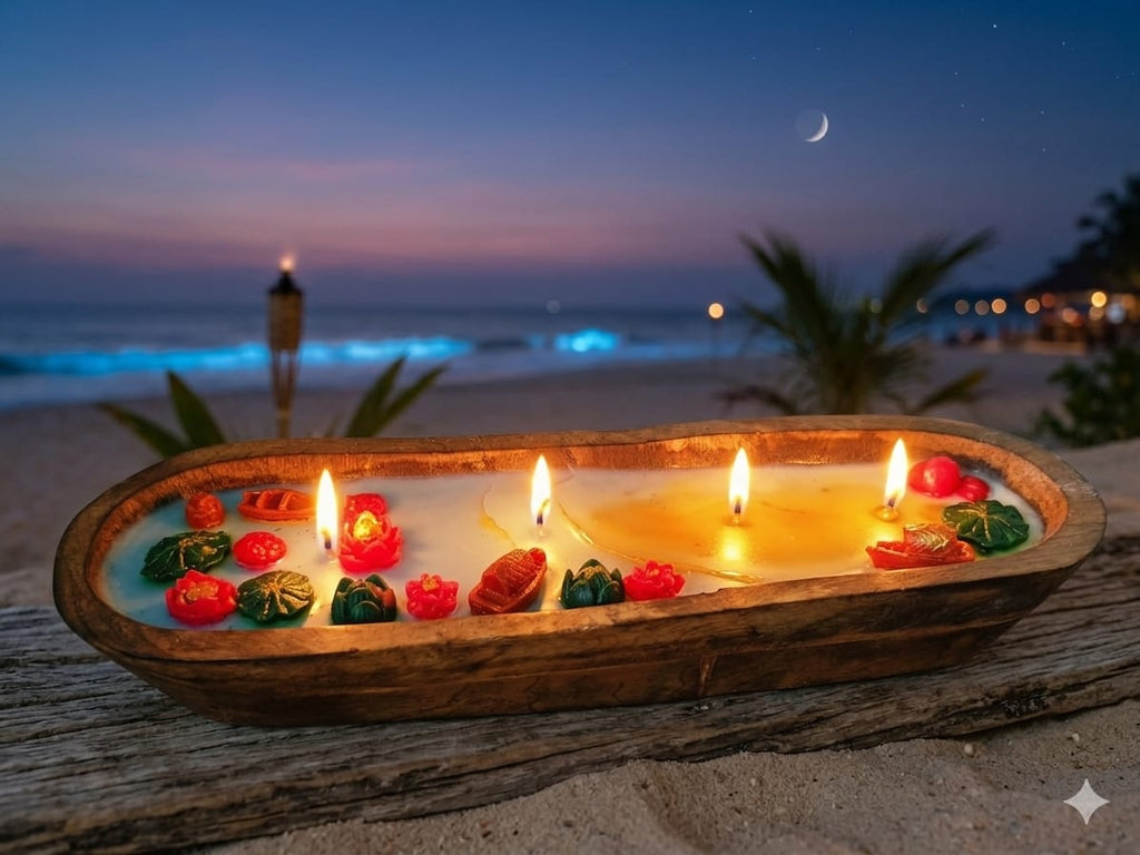 Beach theme Wooden tub candle - Refill Wooden tub candle