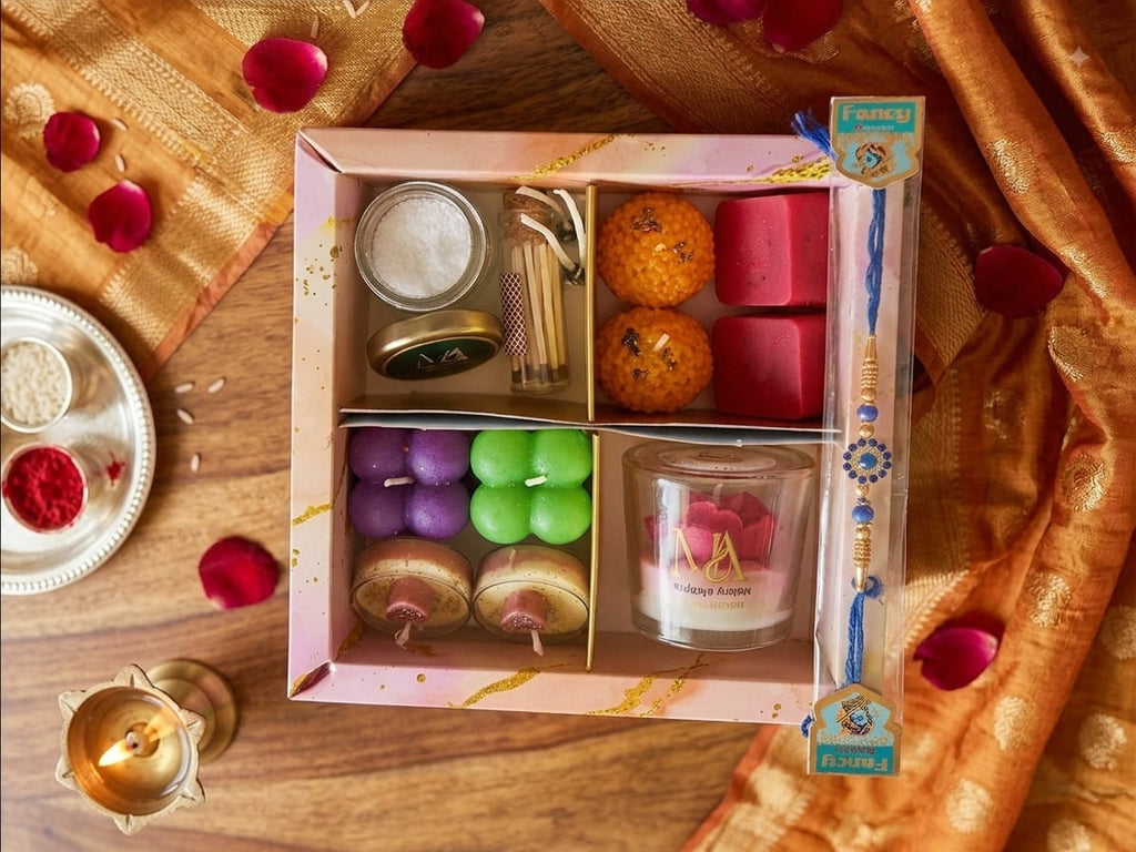 Mini Rakhi Gift Box | Candles & Rakhi Hamper for Siblings