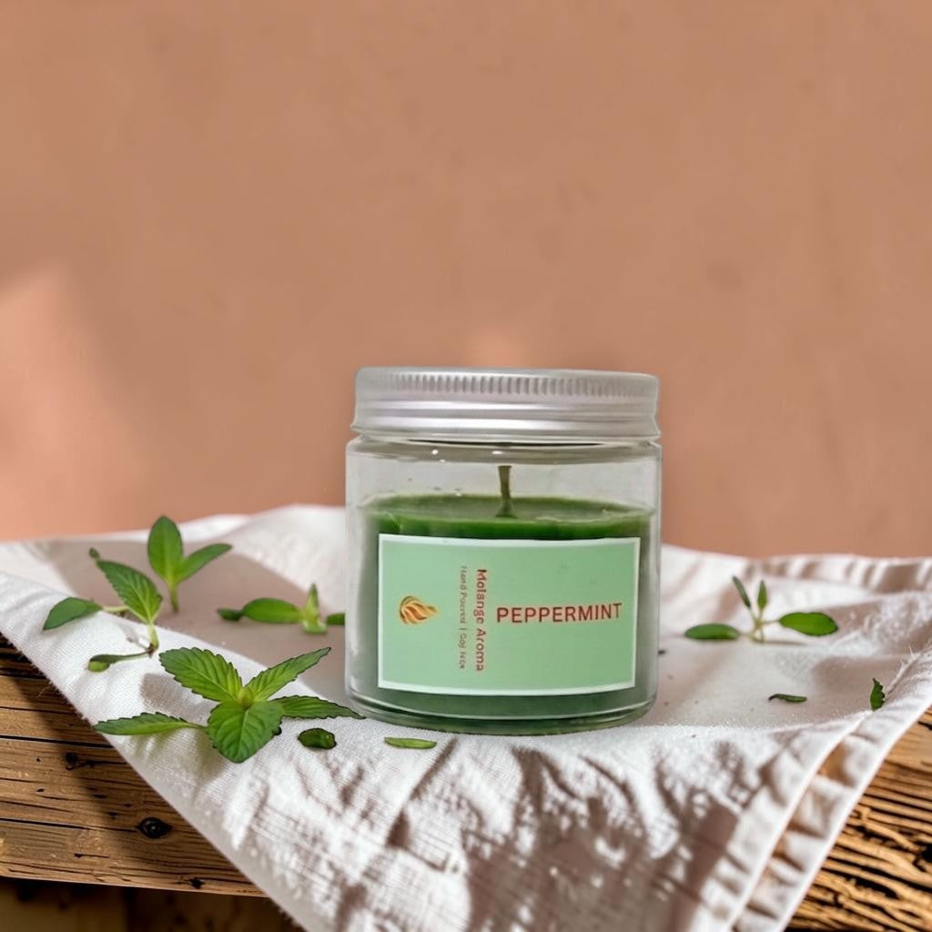Peppermint Premium Soy Wax Fragrance Candle | Melange Aroma