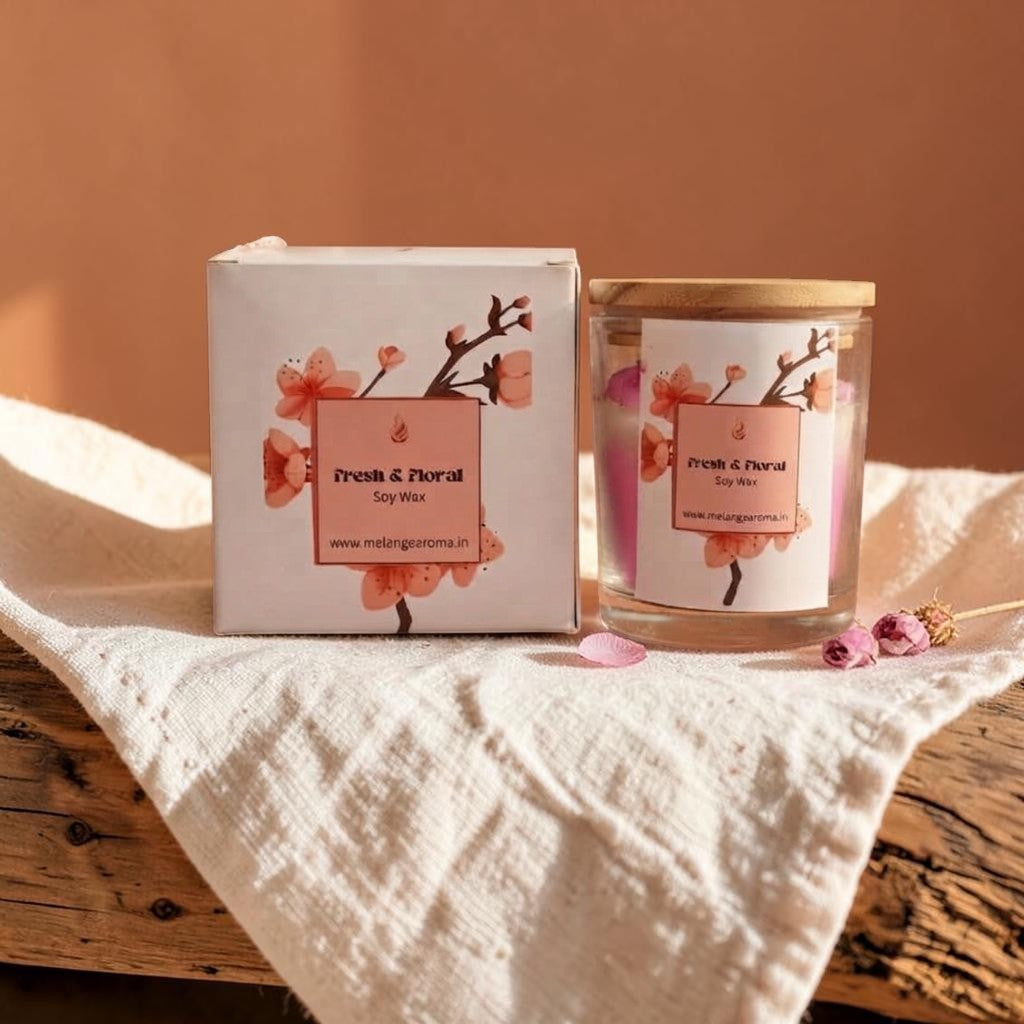 Peach Jasmine Scented Candle | Fresh & Floral Soy Candle