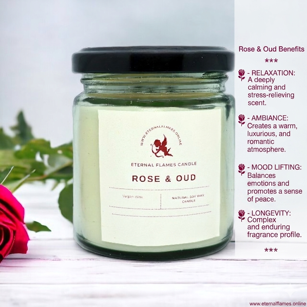 Midnight Rose Oud Candle- A romantic fusion of Rose and Oud