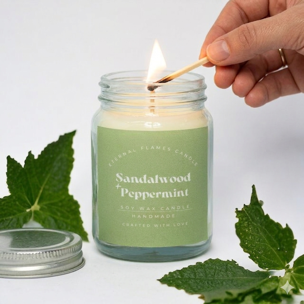 Calm After Chaos Candle- A refreshing fusion of Sandalwood & Peppermint Candle