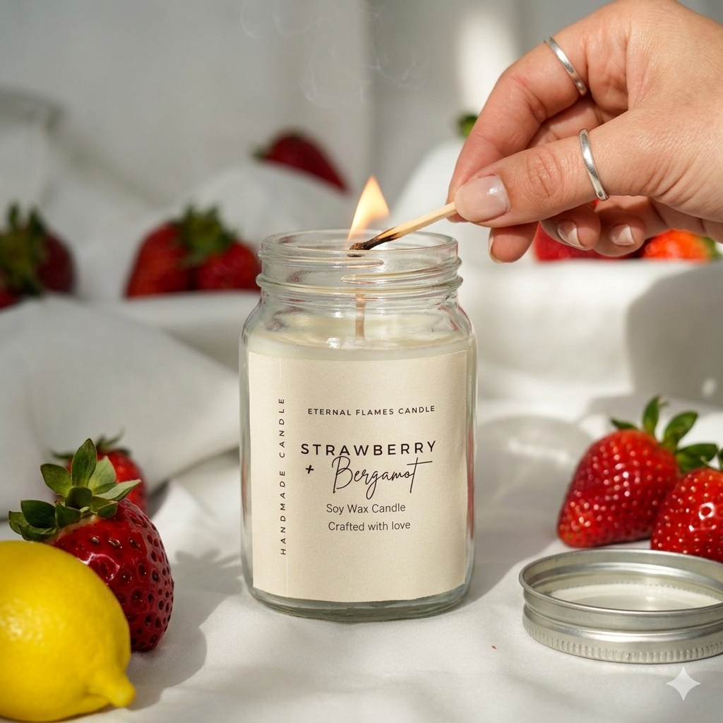 Sweet Dawn Candle- A sweet fusion of Strawberry & Bergamot