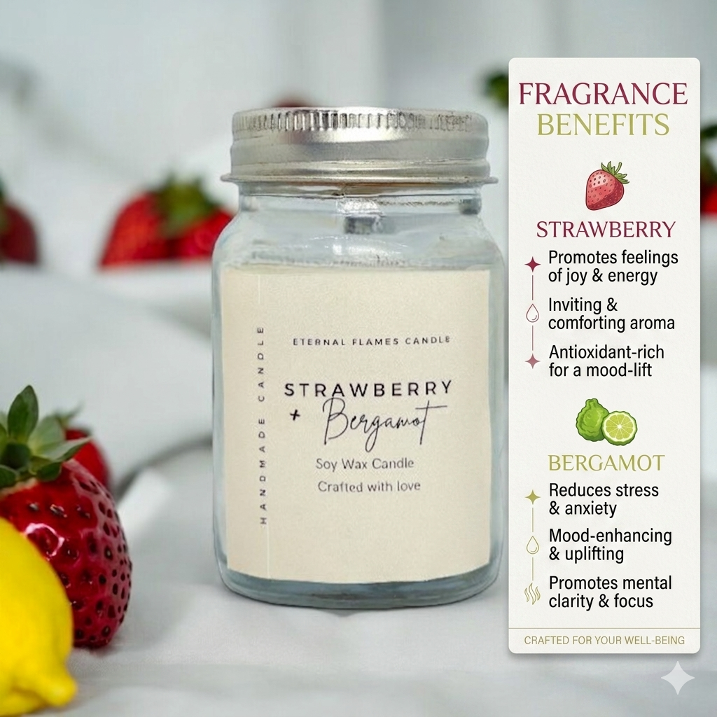 Sweet Dawn Candle- A sweet fusion of Strawberry & Bergamot