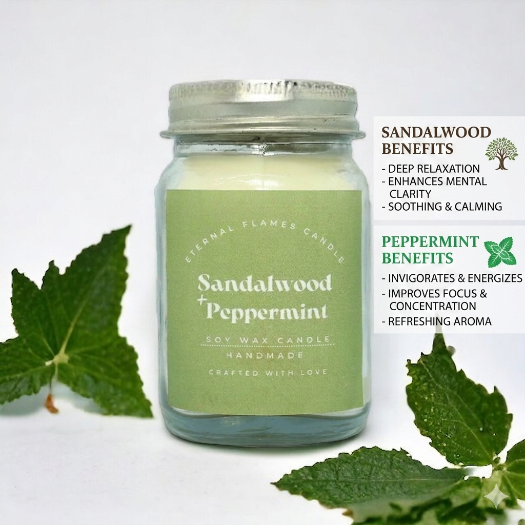 Calm After Chaos Candle- A refreshing fusion of Sandalwood & Peppermint Candle