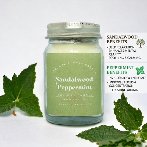 Calm After Chaos Candle- A refreshing fusion of Sandalwood & Peppermint Candle